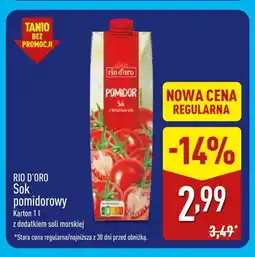 ALDI Sok pomidorowy z dodatkiem soli morskiej Rio D'Oro oferta