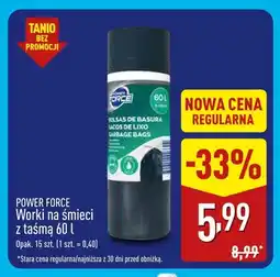 ALDI Worki na śmieci z taśmą 60 l Power Force oferta