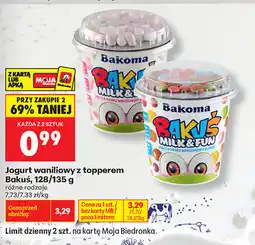 Biedronka Jogurt waniliowy z topperem Bakuś oferta