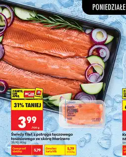 Biedronka Świeży filet z pstrąga tęczowego łososiowego ze skórą Marinero oferta