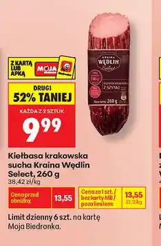 Biedronka Kiełbasa krakowska sucha Kraina Wędlin Select oferta