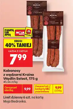 Biedronka Kabanosy z wędzarni Kraina Wędlin Select oferta