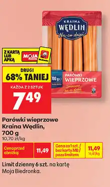 Biedronka Parówki wieprzowe Kraina Wędlin oferta