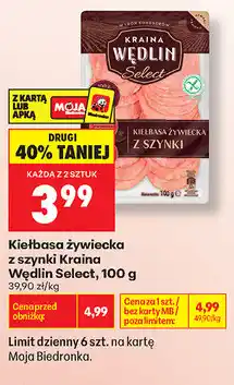 Biedronka Kiełbasa żywiecka z szynki Kraina Wędlin Select oferta