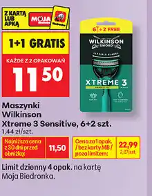 Biedronka Maszynki Wilkinson Xtreme 3 Sensitive, 6+2 szt oferta