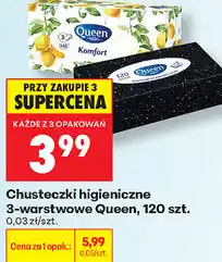 Biedronka Chusteczki higieniczne 3-warstwowe Queen oferta