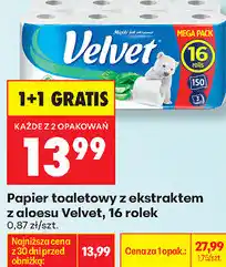 Biedronka Papier toaletowy z ekstraktem z aloesu Velvet oferta
