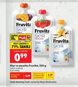 Biedronka Skyr w pouchu Fruvita wanilia oferta