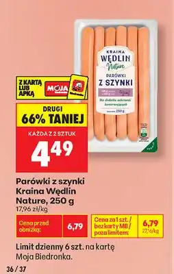 Biedronka Parówki z szynki Kraina Wędlin Nature oferta