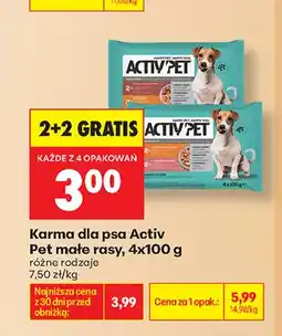 Biedronka Karma dla psa Activ Pet małe rasy 4-pak oferta