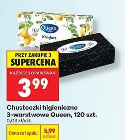 Biedronka Chusteczki higieniczne 3 warstwowe Queen , 120 szt oferta
