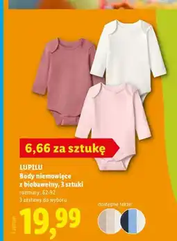 Lidl Body niemowlęce z biobawełny 3-pak Lupilu oferta