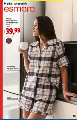 Lidl Piżama flanelowa damska z bawełny Esmara oferta