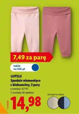Lidl LUPILU Spodnie niemowlęce z biobawełny, 2 pary oferta