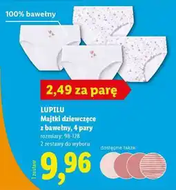Lidl Lupilu Majtki dziewczęce z bawełny, 4 pary oferta