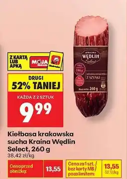 Biedronka Kiełbasa krakowska sucha Kraina Wędlin Select, 260 g oferta