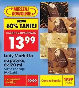 Biedronka Lody Marletto na patyku, 6x120 ml oferta