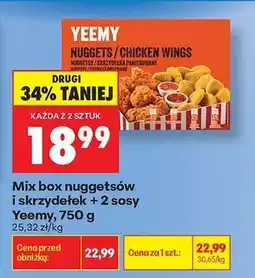 Biedronka Mix box nuggetsów i skrzydełek + 2 sosy Yeemy, 750 g oferta