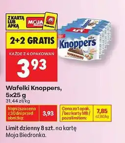 Biedronka Wafelki Knoppers, 5x25 g oferta