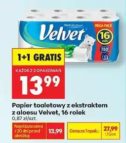 Biedronka Papier toaletowy z ekstraktem z aloesu Velvet, 16 rolek oferta