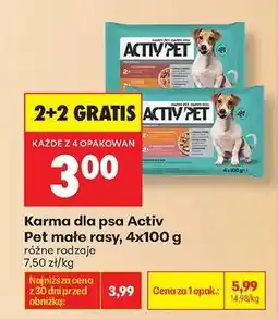 Biedronka Karma dla psa Activ Pet małe rasy, 4x100 g oferta