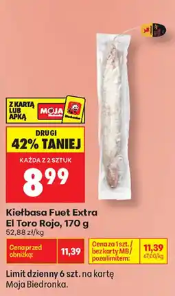 Biedronka Kiełbasa Fuet Extra El Toro Rojo oferta