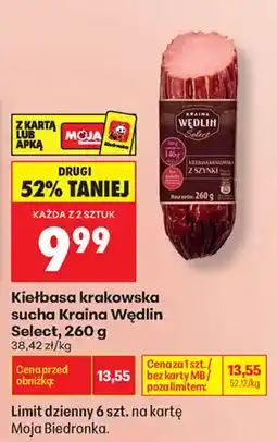 Biedronka Kiełbasa krakowska sucha Kraina Wędlin Select oferta