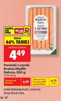 Biedronka Parówki z szynki Kraina Wędlin Nature oferta