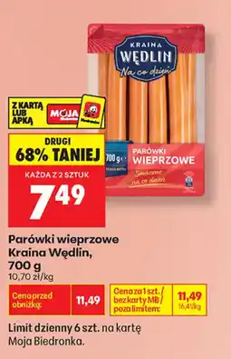 Biedronka Parówki wieprzowe Kraina Wędlin oferta