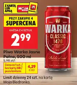 Biedronka Piwo Warka Jasne Pełne oferta