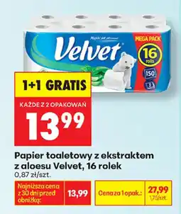 Biedronka Papier toaletowy z ekstraktem z aloesu Velvet oferta