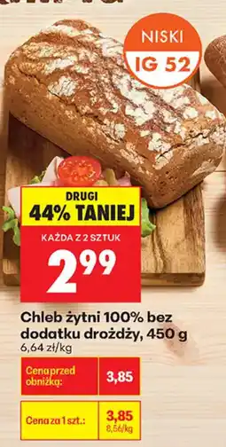 Biedronka Chleb żytni 100% bez dodatku drożdży oferta