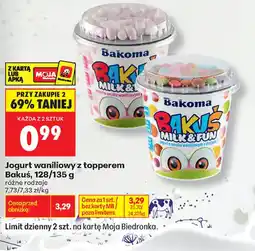 Biedronka Jogurt waniliowy z topperem Bakus oferta