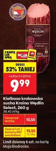 Biedronka Kiełbasa Krakowska Sucha Kraina Wędlin Select oferta
