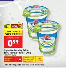 Biedronka Jogurt naturalny Zott oferta