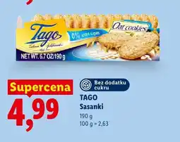 Lidl Ciastka owsiane Tago Sasanki bez dodatku cukru oferta