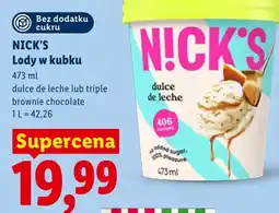 Lidl Lody w kubku Nick's Dulce de Leche bez dodatku cukru oferta