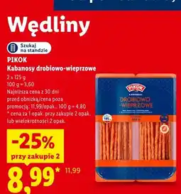 Lidl Kabanosy drobiowo-wieprzowe Pikok 2-pak oferta