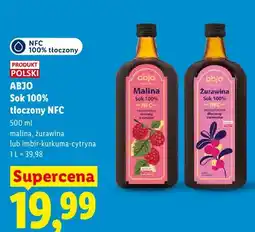 Lidl Sok 100% tłoczony NFC ABJO Malina oferta