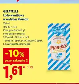 Lidl Lody waniliowe w wafelku Gelatelli Plombir oferta
