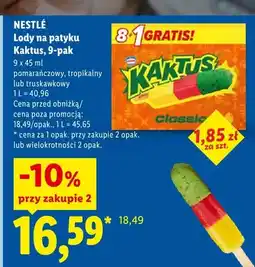 Lidl Lody na patyku Kaktus pomarańczowy 9-pak oferta