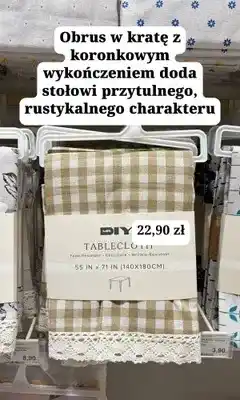 MR. DIY Obrus w kratę z koronkowym wykończeniem Mr DIY oferta