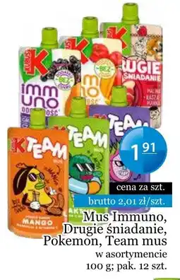 Specjał Mus Immuno, Drugie śniadanie, Pokemon, Team mus oferta
