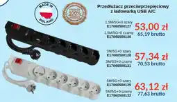 AT Przedłużacz przeciwprzepięciowy z ładowarką USB A/C oferta