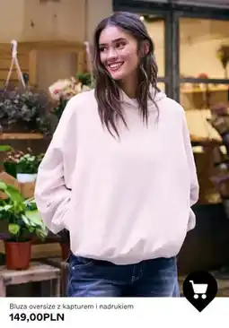 Bershka Bluza oversize z kapturem i nadrukiem oferta