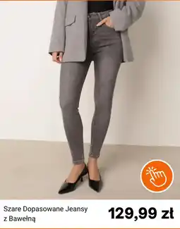 Born2be Szare Dopasowane Jeansy z Bawełną oferta