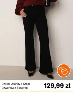 Born2be Czarne Jeansy o Kroju Dzwonów z Bawełną oferta