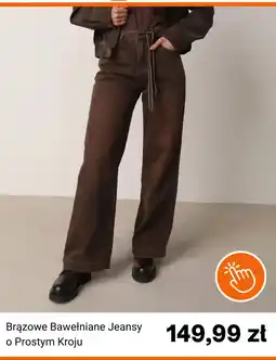 Born2be Brązowe Bawełniane Jeansy o Prostym Kroju oferta