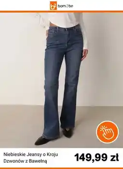 Born2be Niebieskie jeansy o kroju dzwonów z bawełną Born2be oferta