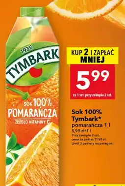 Lewiatan Sok Tymbark pomarańcza 100% oferta